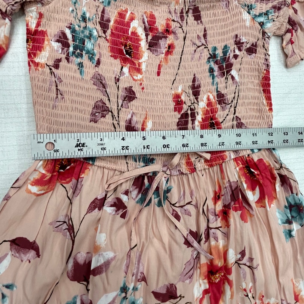 Band of Gypsies Smocked Dress Small‎ Puff Sleeve Fairycore Whimsical Boho Floral - Picture 10 of 12